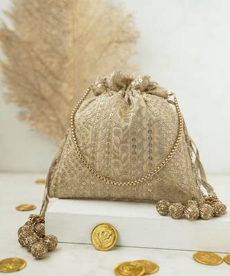 Mirai embroidered potli - gold 1