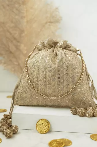 Mirai embroidered potli - gold