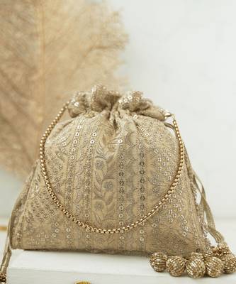 Mirai embroidered potli - gold 2
