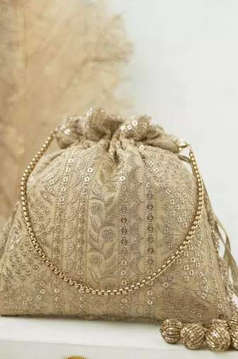 Mirai embroidered potli - gold