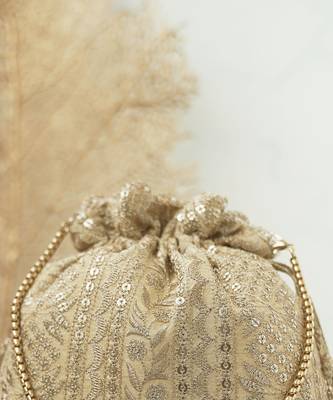 Mirai embroidered potli - gold 3