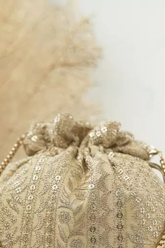 Mirai embroidered potli - gold