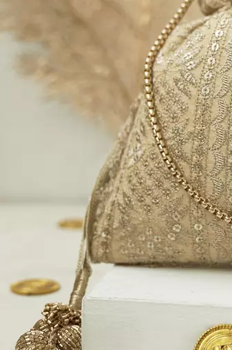 Mirai embroidered potli - gold