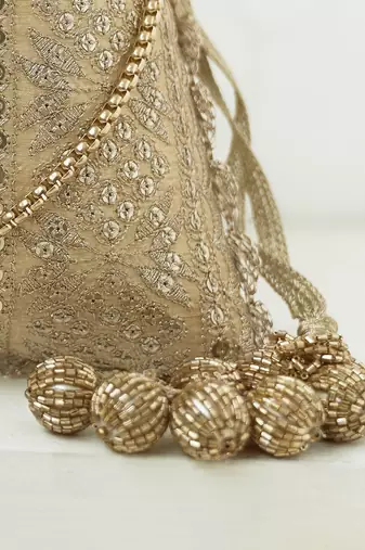 Mirai embroidered potli - gold