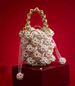 Leila pearl gold ring bucket bag