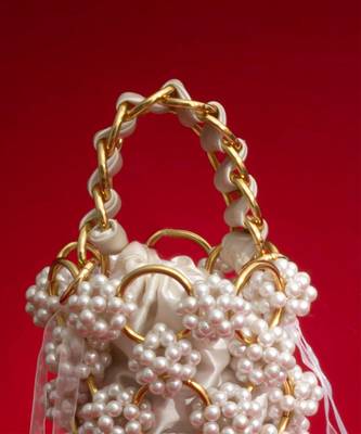 Leila pearl gold ring bucket bag 3