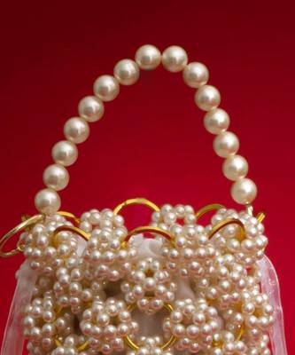 Leila off-white pearl ring bucket bag 2