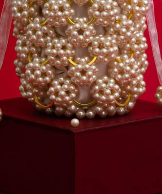 Leila off-white pearl ring bucket bag 5