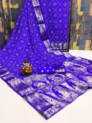  Dola Silk Block Print Bandhej Print Saree 3