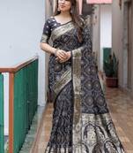  Dola Silk Block Print Bandhej Print Saree