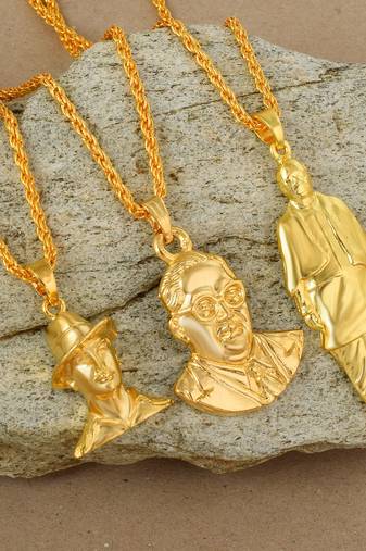 Brass goldplated freedom fighters independence hero bhagat singh+patel+ambedkar deshbhakti pendant men women