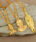 Brass goldplated freedom fighters independence hero bhagat singh+patel+ambedkar deshbhakti pendant men women