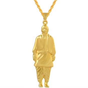 Brass goldplated freedom fighters independence hero bhagat singh+patel+ambedkar deshbhakti pendant men women 3