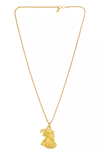 Brass gold plated shivaji & maharana pratap india hero kings chain pendant fashion combo jewellery