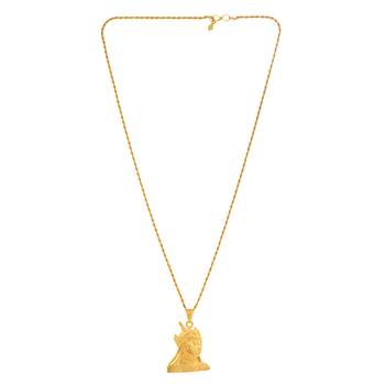 Brass gold plated shivaji & maharana pratap india hero kings chain pendant fashion combo jewellery 3