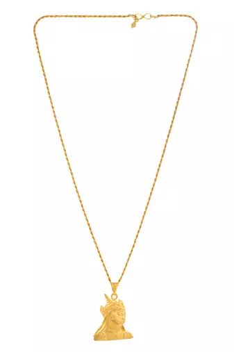 Brass gold plated shivaji & maharana pratap india hero kings chain pendant fashion combo jewellery