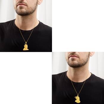 Brass gold plated shivaji & maharana pratap india hero kings chain pendant fashion combo jewellery 4
