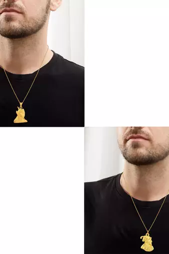 Brass gold plated shivaji & maharana pratap india hero kings chain pendant fashion combo jewellery
