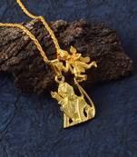 Brass micron 1 gram gold forming golden shri ram with hanuman pendant necklace