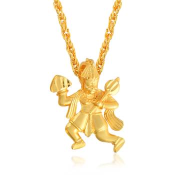 Brass micron 1 gram gold forming golden shri ram with hanuman pendant necklace 2