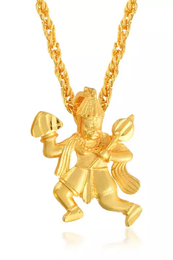 Brass micron 1 gram gold forming golden shri ram with hanuman pendant necklace