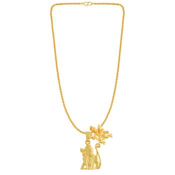 Brass micron 1 gram gold forming golden shri ram with hanuman pendant necklace 3