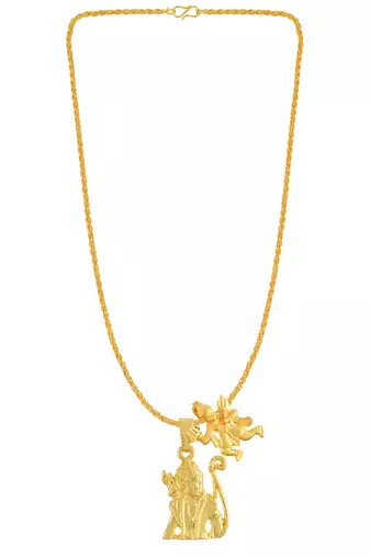 Brass micron 1 gram gold forming golden shri ram with hanuman pendant necklace