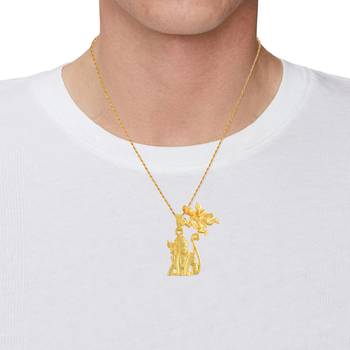 Brass micron 1 gram gold forming golden shri ram with hanuman pendant necklace 4