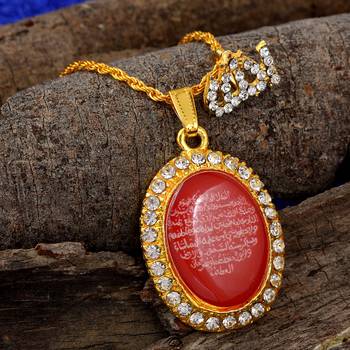 Gold Plated Red CZ Pendant Necklace 1