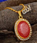 Gold Plated Red CZ Pendant Necklace