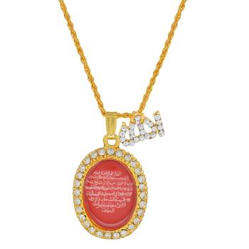 Gold Plated Red CZ Pendant Necklace 2