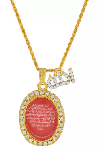 Gold Plated Red CZ Pendant Necklace