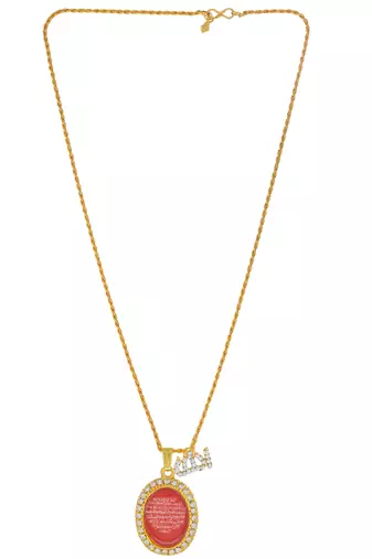 Gold Plated Red CZ Pendant Necklace