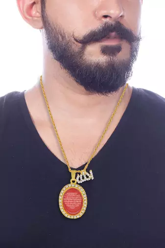 Gold Plated Red CZ Pendant Necklace