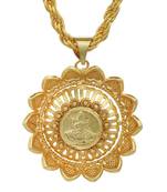 Gold plated lakshmi on lotus, lakshmi chain pendant ethnic traditional necklace for women