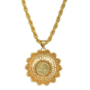 Gold plated lakshmi on lotus, lakshmi chain pendant ethnic traditional necklace for women 2