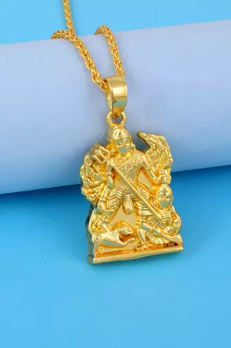 Brass goldplated maa kaali durga pendant hindu spiritual temple jewellery  