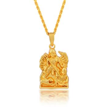 Gold-Plated Brass Pendant Necklace With Intricate Carved Design 2