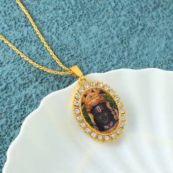 Brass gold plated cz ayodhya ram lalla picture photo pictoral pendant  men women 1
