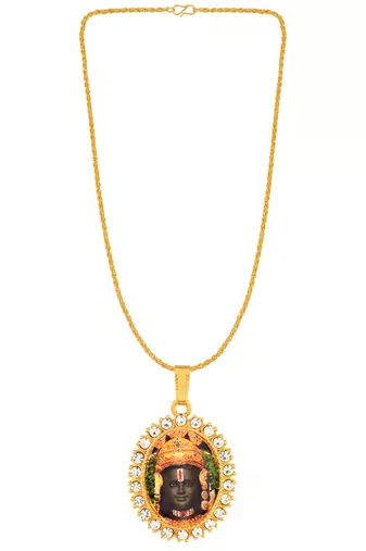 Brass gold plated cz ayodhya ram lalla picture photo pictoral pendant  men women