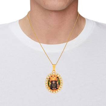 Brass gold plated cz ayodhya ram lalla picture photo pictoral pendant  men women 3