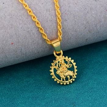 Goldplated sherawali mata durga chainpendant hindu   1
