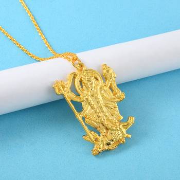 Pure brass goldplated big and heavy maa kaali chain pendant goddess for men women 1