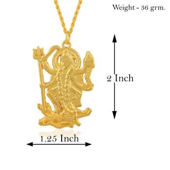 Pure brass goldplated big and heavy maa kaali chain pendant goddess for men women 2
