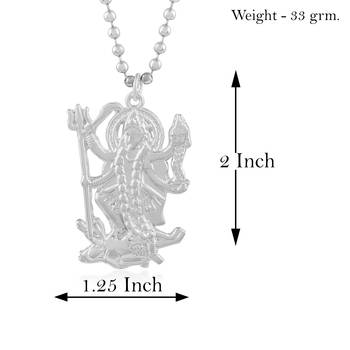 Pure brass silverplated big and heavy maa kaali chain pendant goddess for men women   2