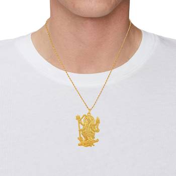 Pure brass goldplated big and heavy maa kaali chain pendant goddess for men women 4