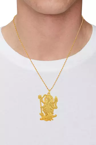 Pure brass goldplated big and heavy maa kaali chain pendant goddess for men women