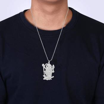 Pure brass silverplated big and heavy maa kaali chain pendant goddess for men women   4