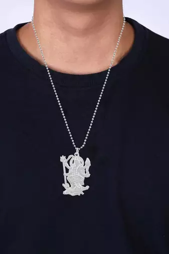 Pure brass silverplated big and heavy maa kaali chain pendant goddess for men women  
