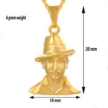 Pure brass goldplated shaheed bhagat singh 3d chain pendant men women   2